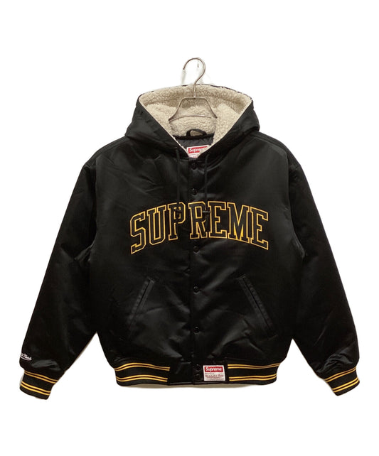 [Pre-owned] SUPREME Lined Hooded Satin Varsity Jacket