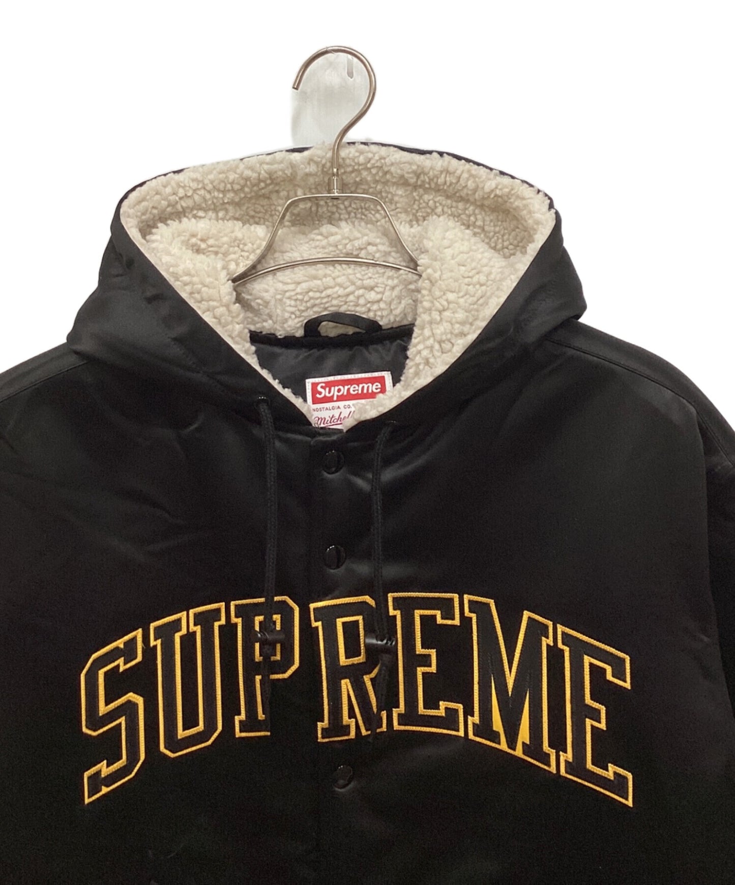 [Pre-owned] SUPREME Lined Hooded Satin Varsity Jacket