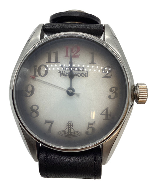 [Pre-owned] Vivienne Westwood Leather Strap Watch VV012BK