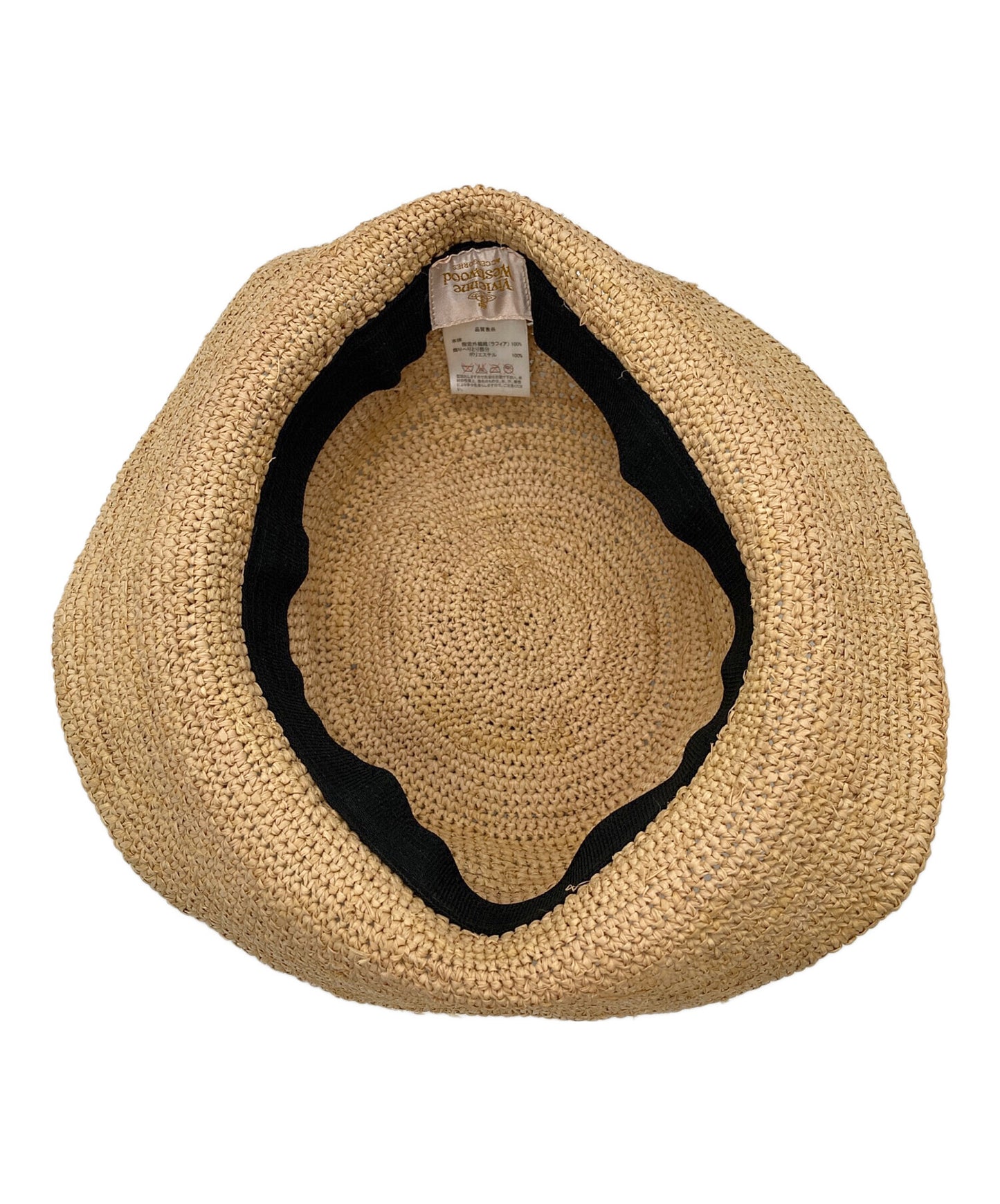 [Pre-owned] Vivienne Westwood Raffia Hat with Orb Logo Tag