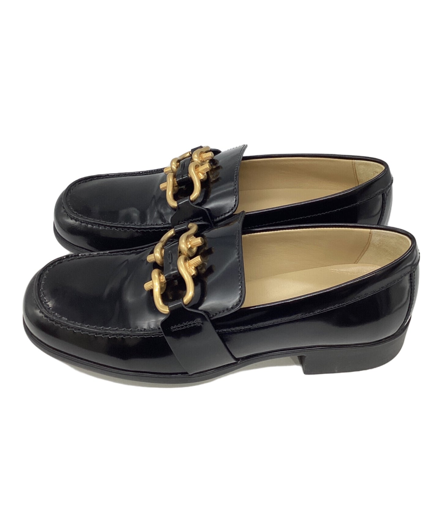 [Pre-owned] BOTTEGA VENETA MONSIEUR SHINY LEATHER LOAFERS 708902