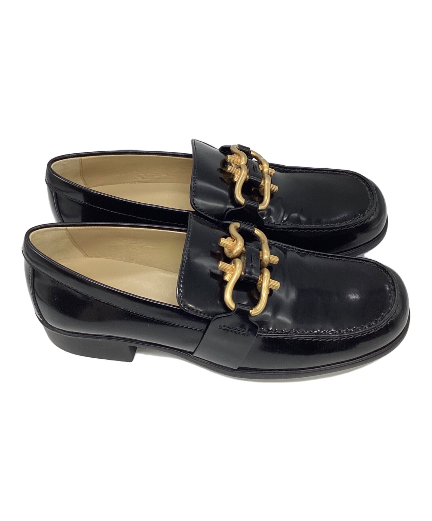 [Pre-owned] BOTTEGA VENETA MONSIEUR SHINY LEATHER LOAFERS 708902