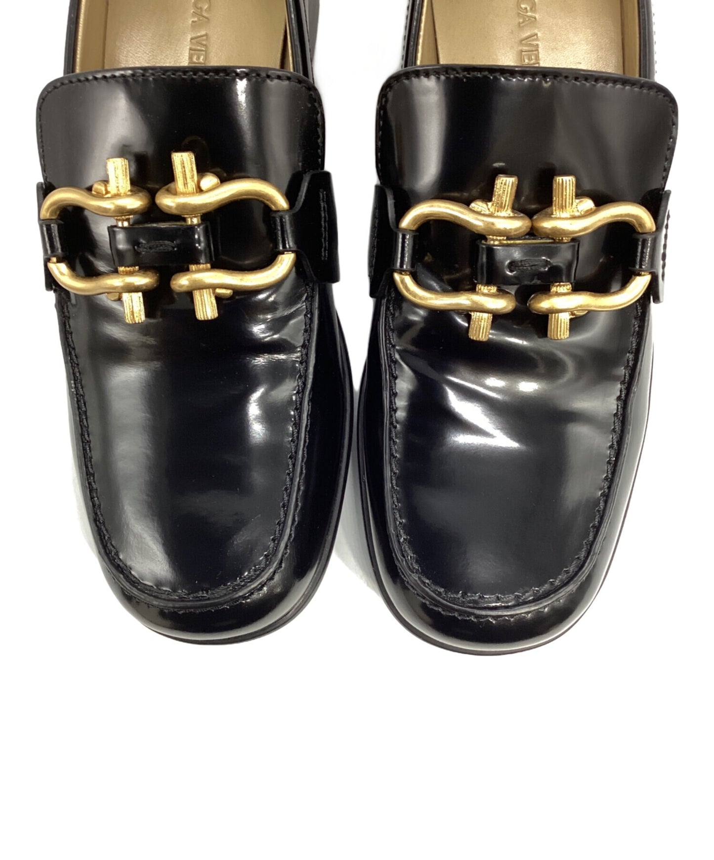 [Pre-owned] BOTTEGA VENETA MONSIEUR SHINY LEATHER LOAFERS 708902