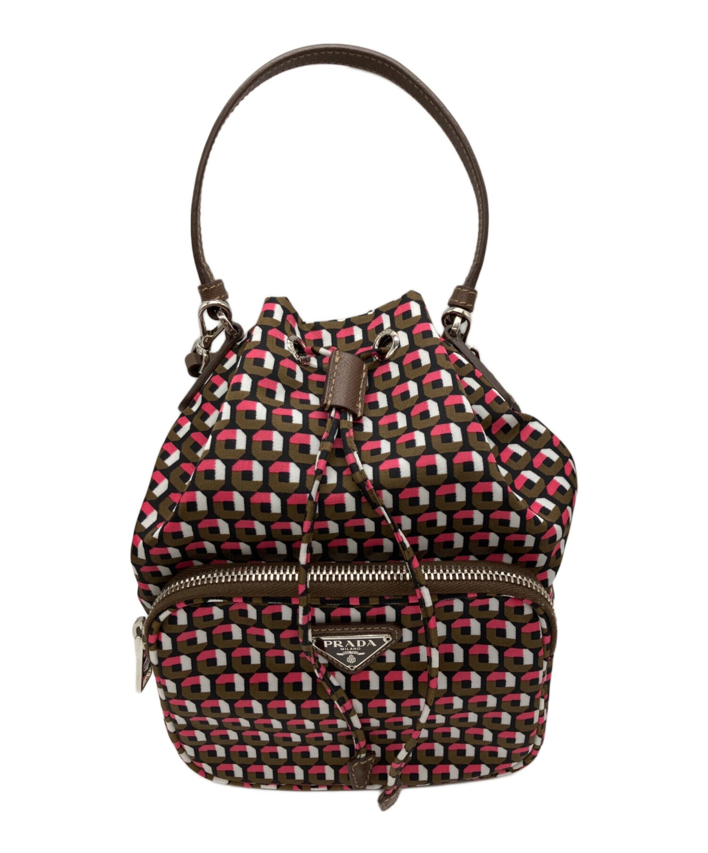 [Pre-owned] PRADA Geometric Pattern Bucket Bag 1N1864