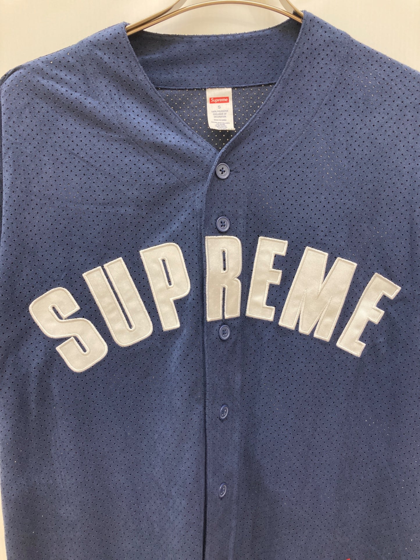 [Pre-owned] SUPREME Ultrasuede Mesh Baseball Jersey