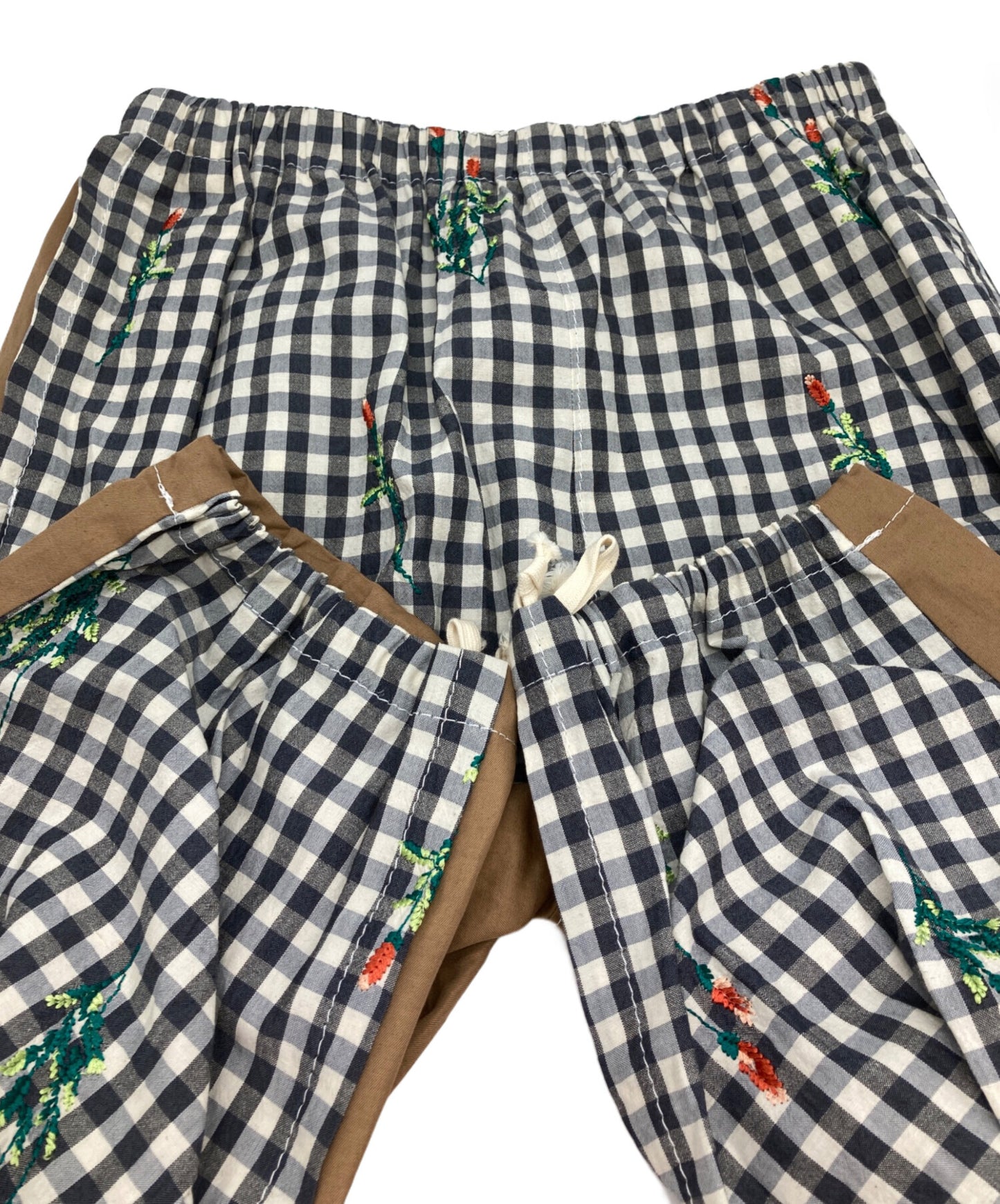 [Pre-owned] TAO COMME des GARCONS Cotton cross check embroidery and cotton linen twill elastic waist pants TM-P013/AD2023