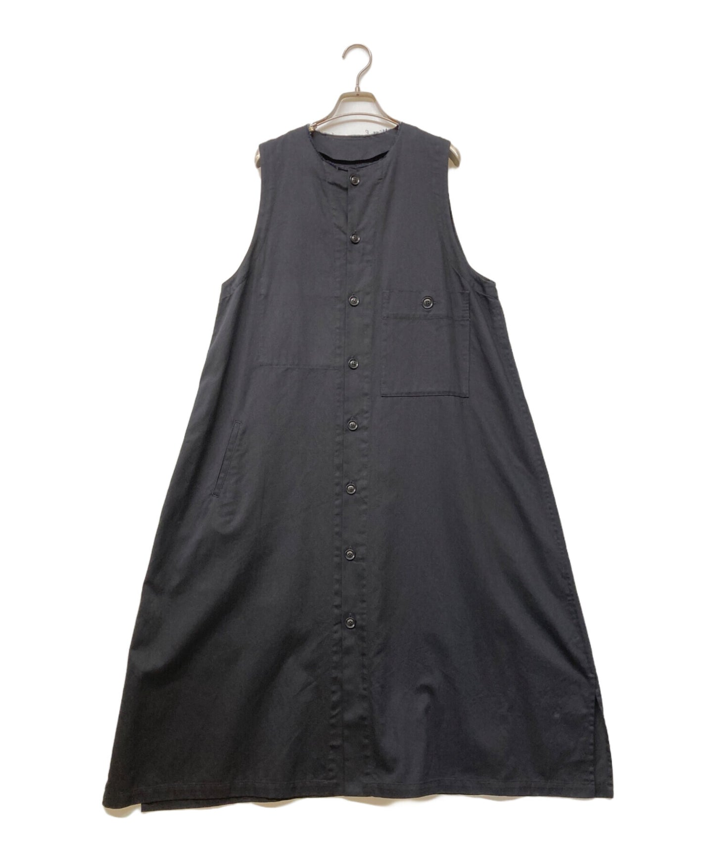 [Pre-owned] Y's Sleeveless dress / YOHJI YAMAMOTO / Yohji Yamamoto / long length / oversized / front pockets / slit / sleeveless / mode / designer / domestique / monotone / MADE I JAPAN / made in Japan / spring / summer YZ-D85-002