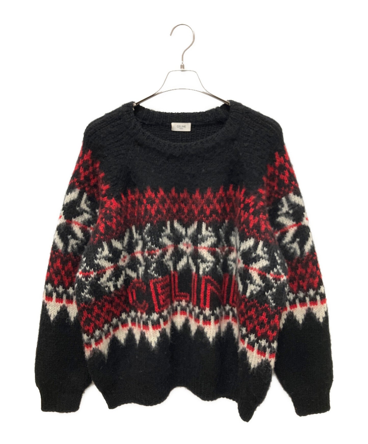 [Pre-owned] CELINE 22AW Eddy Period Fair Isle Boxy Logo Knit/Knit Pullover/Oversized Knit 2AA80628S