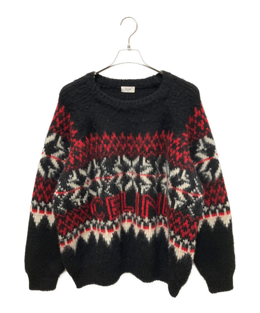 [Pre-owned] CELINE 22AW Eddy Period Fair Isle Boxy Logo Knit/Knit Pullover/Oversized Knit 2AA80628S