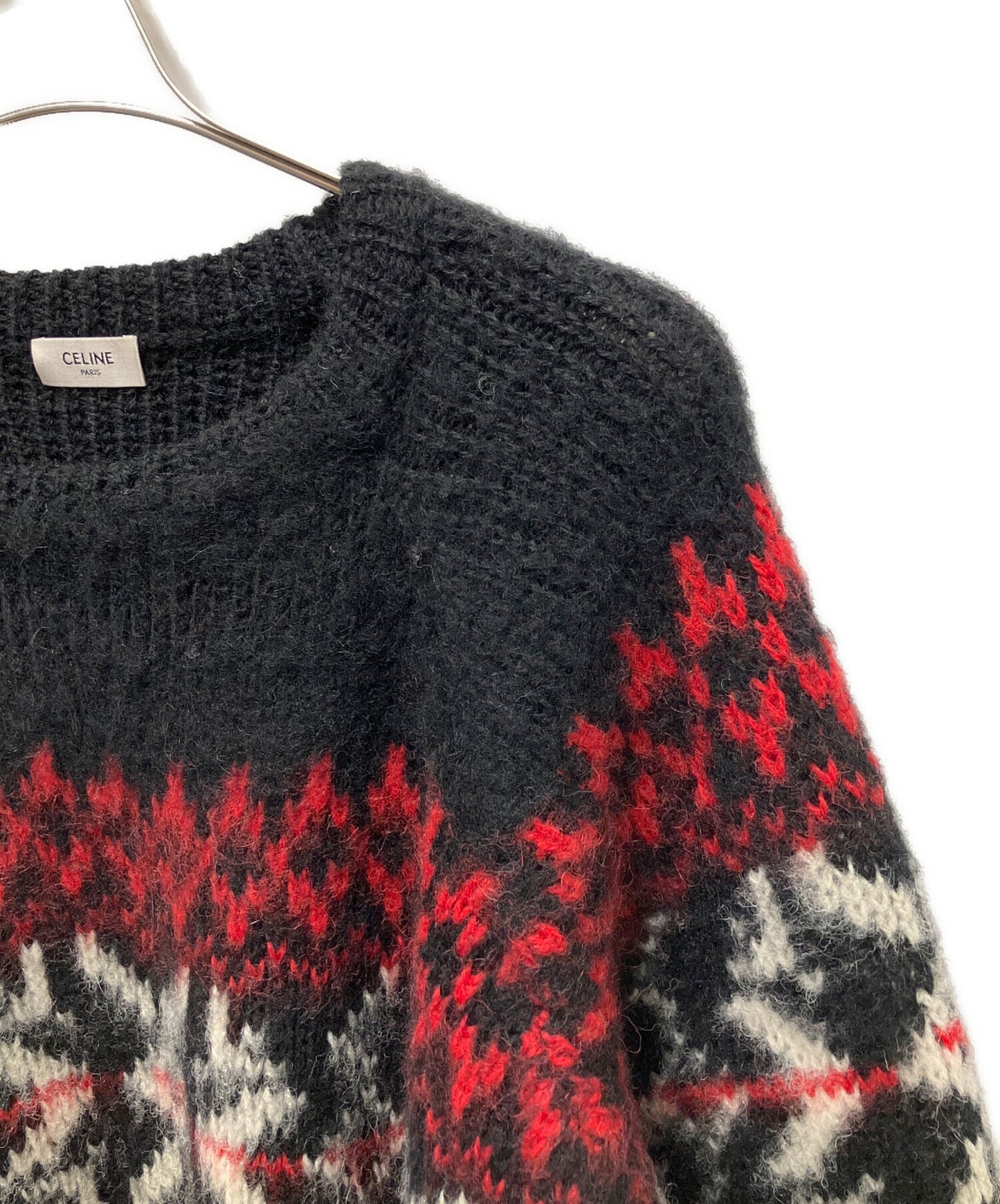 [Pre-owned] CELINE 22AW Eddy Period Fair Isle Boxy Logo Knit/Knit Pullover/Oversized Knit 2AA80628S