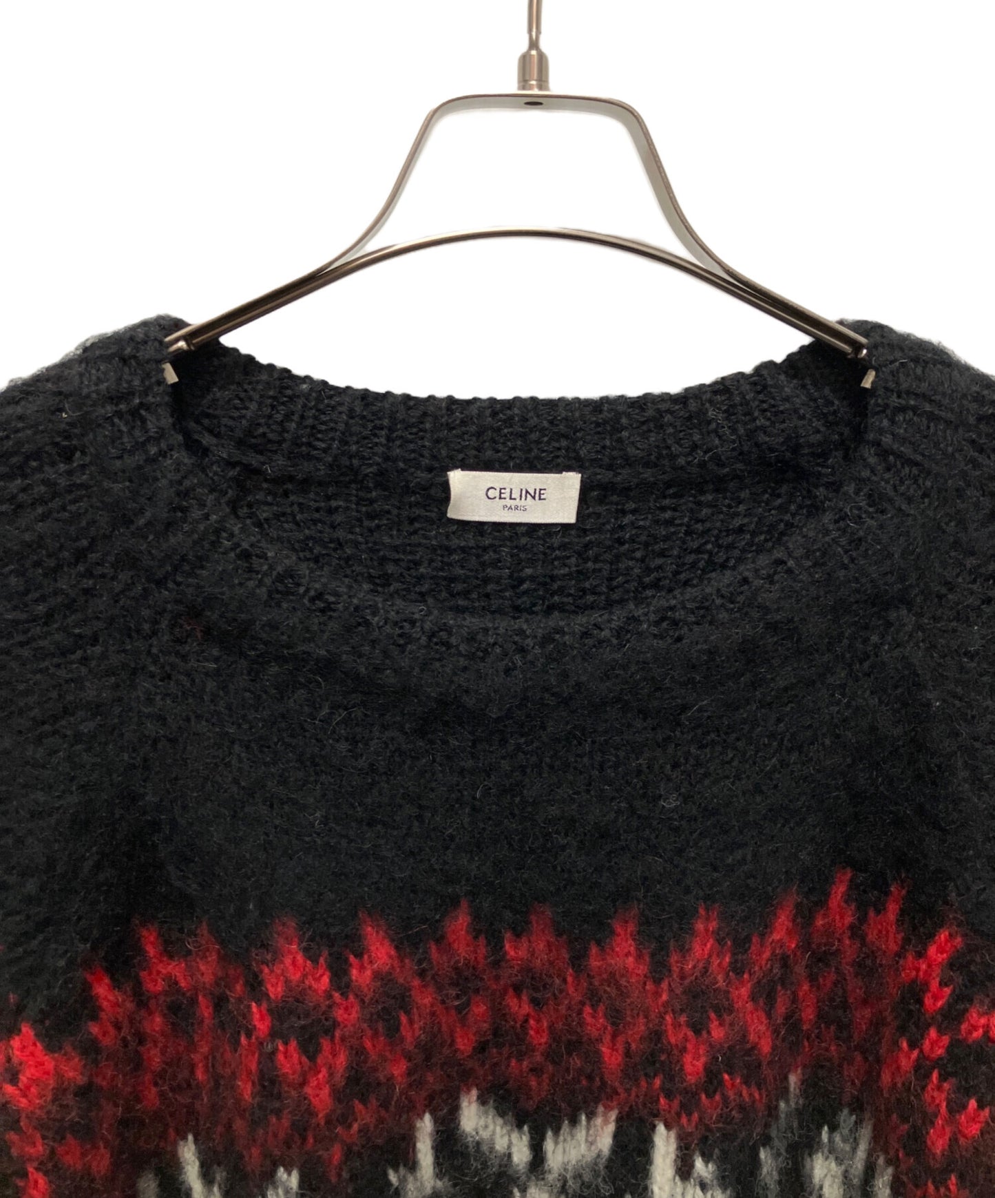 [Pre-owned] CELINE 22AW Eddy Period Fair Isle Boxy Logo Knit/Knit Pullover/Oversized Knit 2AA80628S