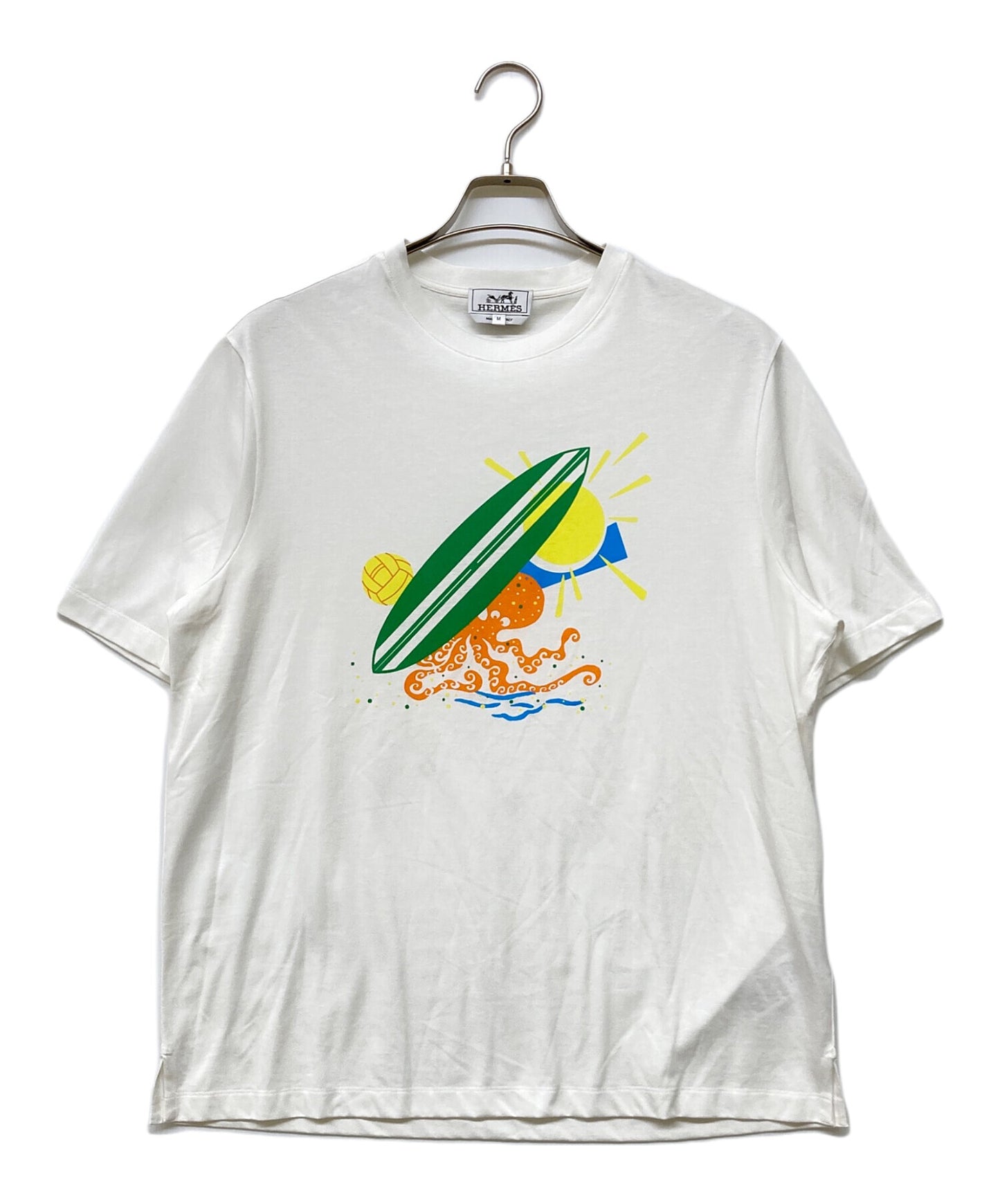 [Pre-owned] HERMES Pool Watch T-shirt / Printed T-shirt / Cut and sewn / Short sleeves / made in italy / made in Italy / euro / european / designer / luxury / imported / white