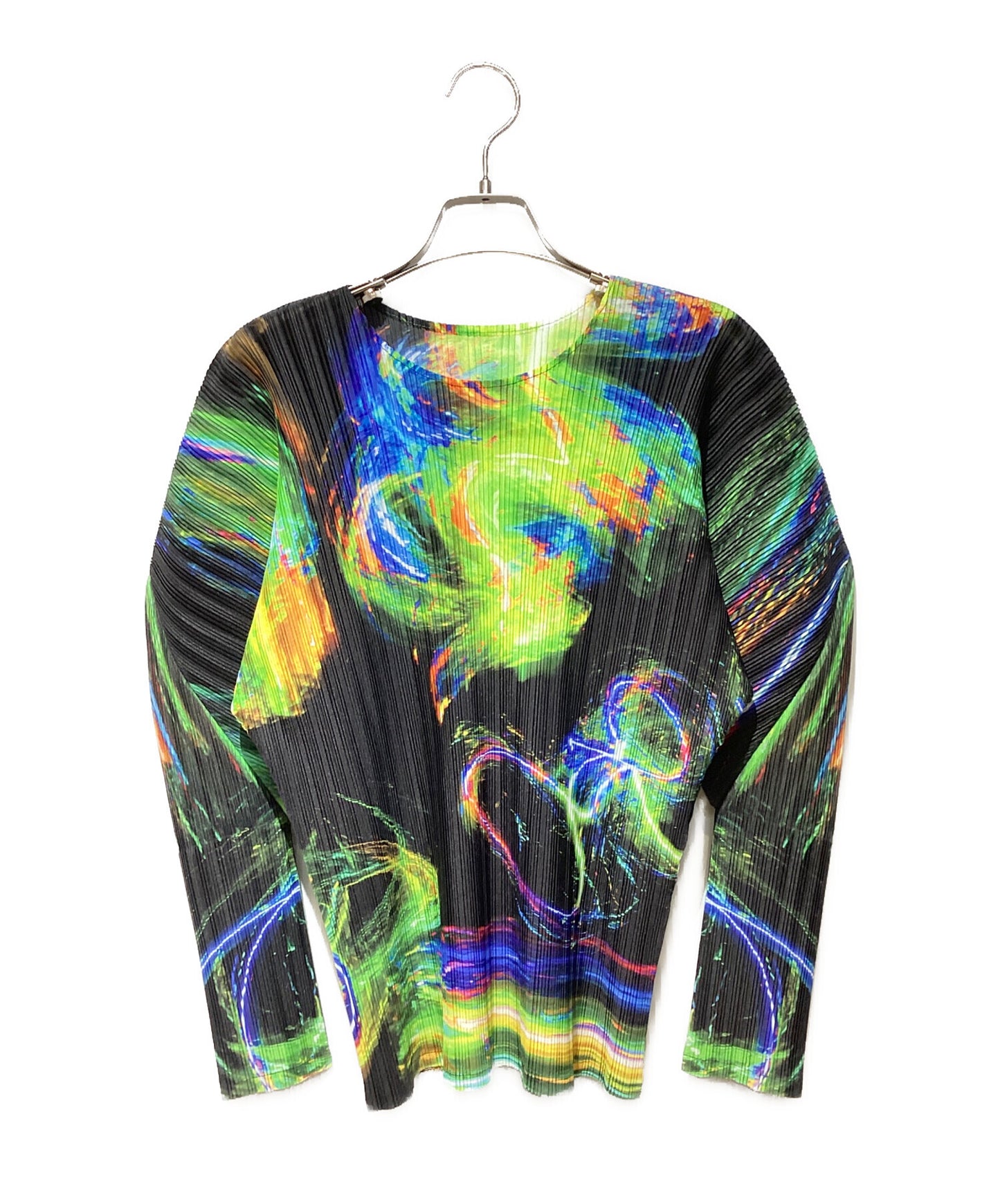 [Pre-owned] PLEATS PLEASE SPECTRUM RIB/Dolman sleeve blouse PP43FK342