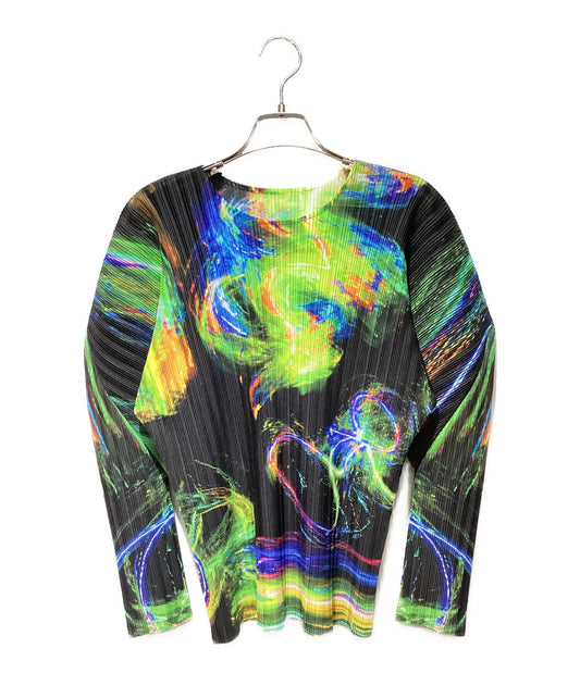 [Pre-owned] PLEATS PLEASE SPECTRUM RIB/Dolman sleeve blouse PP43FK342