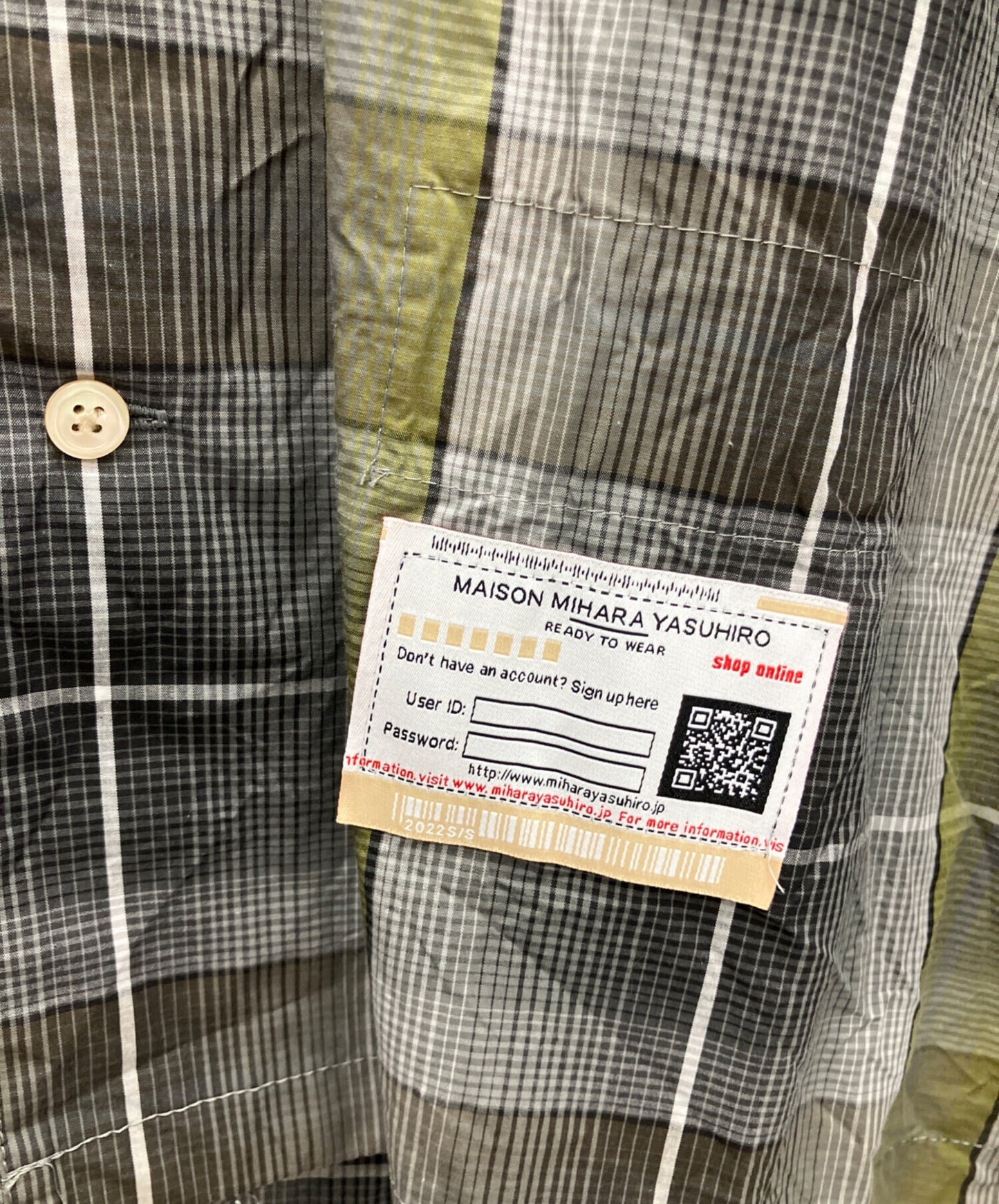 [Pre-owned] Maison MIHARA YASUHIRO Scarf Detail Check Shirt A08SH071