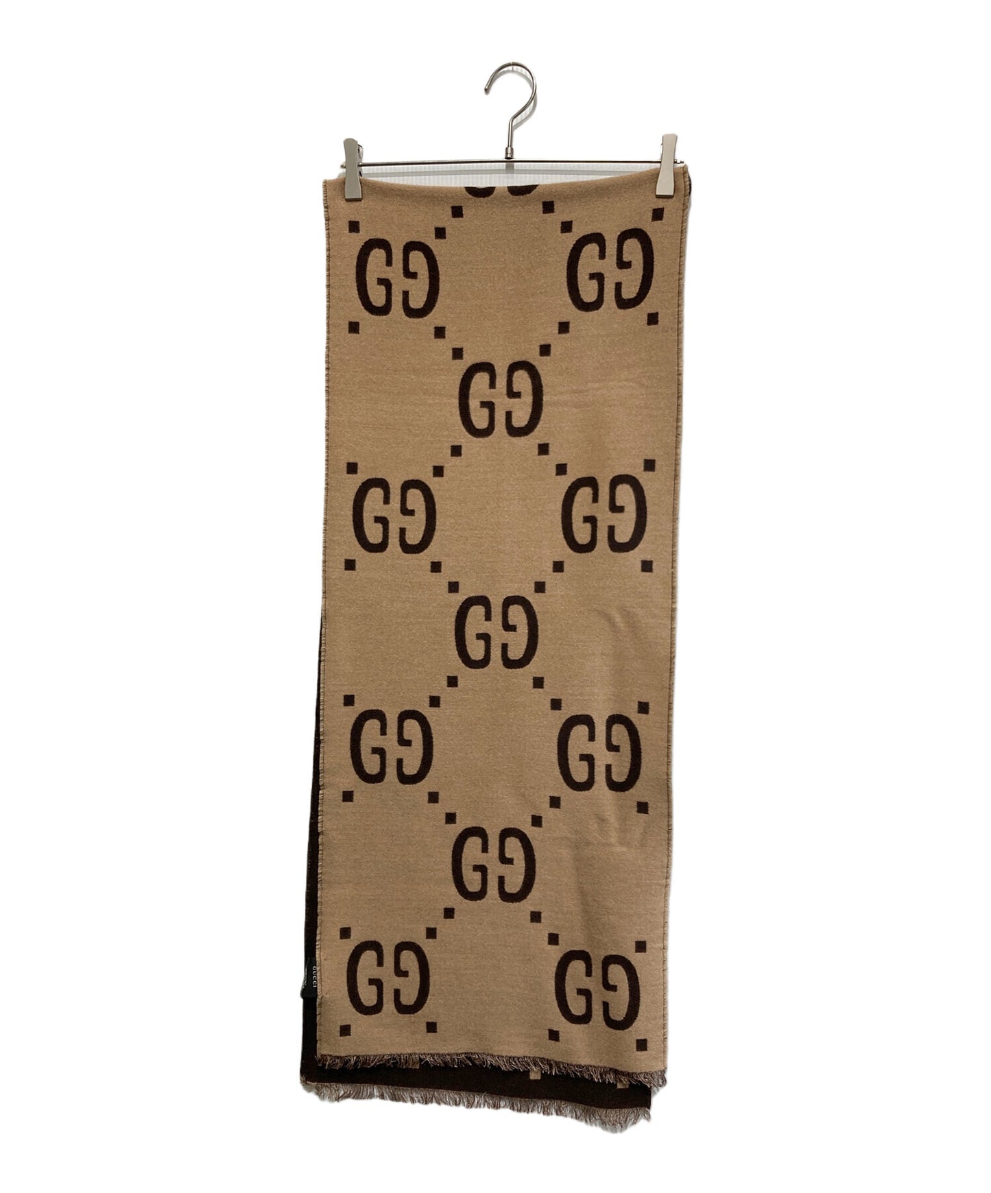 [Pre-owned] GUCCI GG jacquard wool-silk scarf 495592