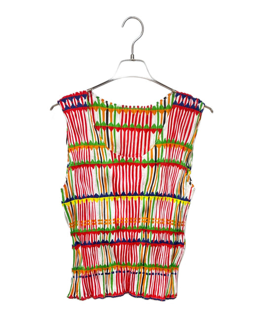 [Pre-owned] PLEATS PLEASE Sleeveless pleated blouse with all-over pattern PP22-JK791