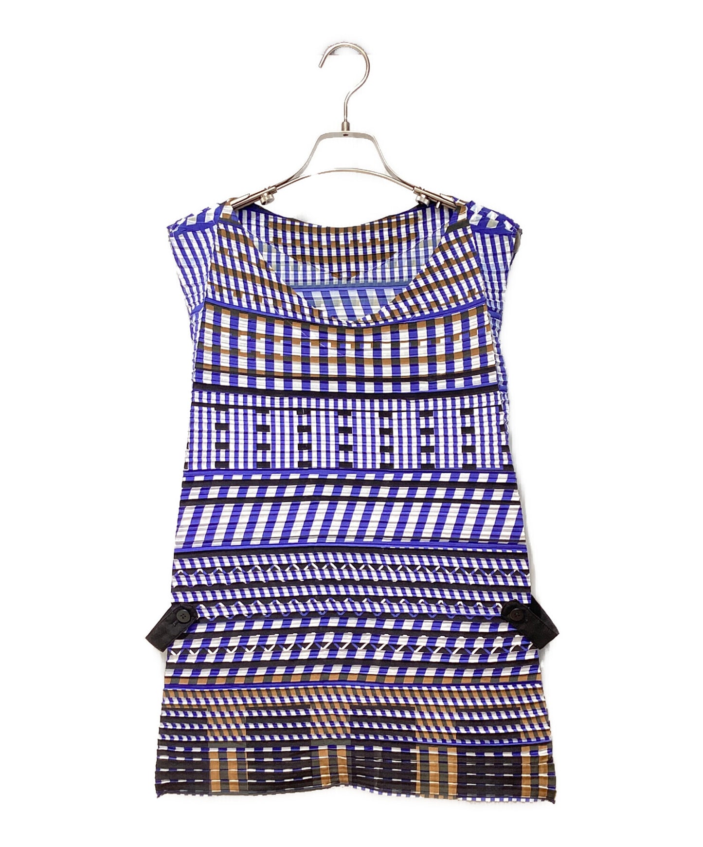 [Pre-owned] ISSEY MIYAKE Geometric sleeveless pleated blouse IM72FJ604
