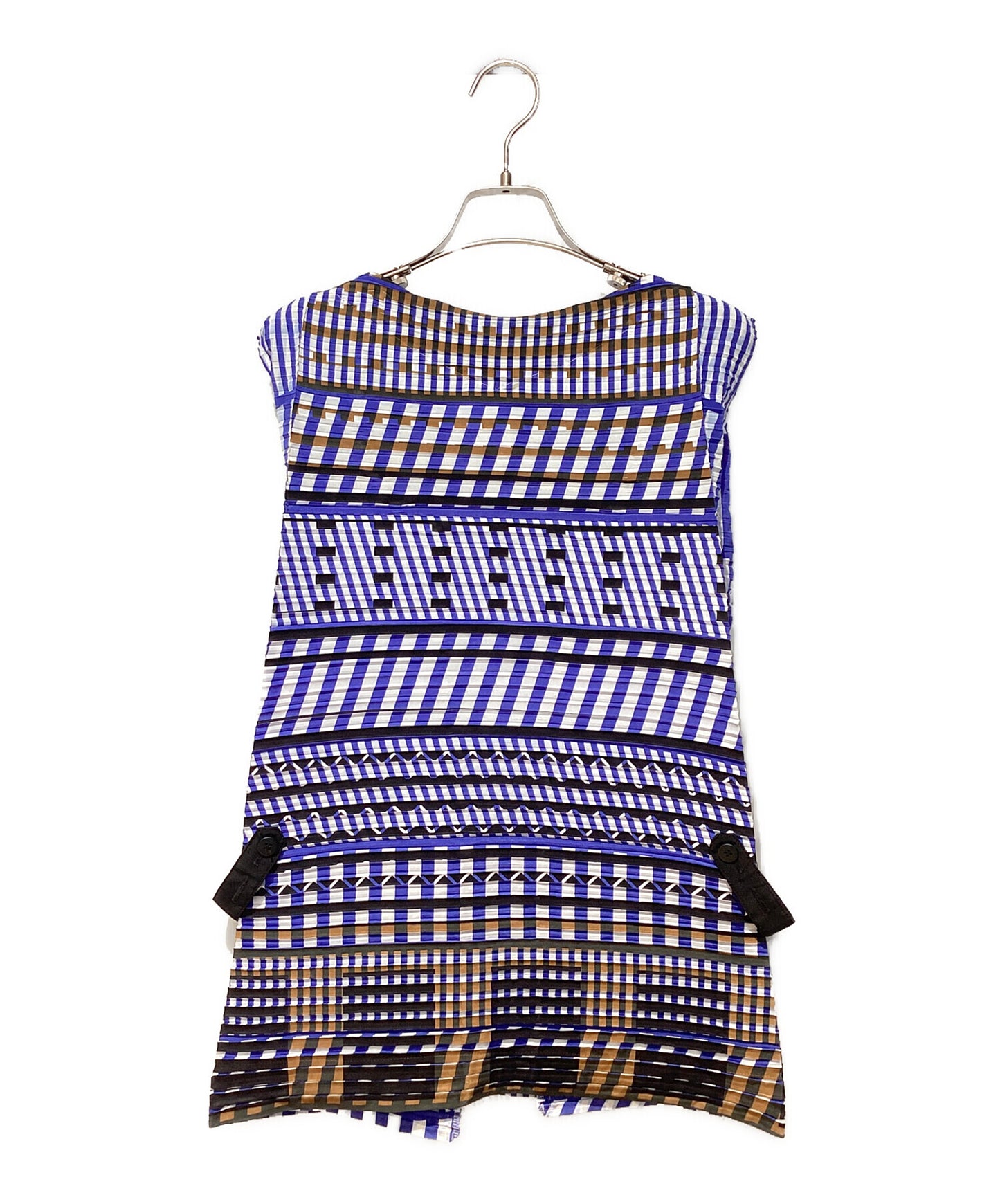 [Pre-owned] ISSEY MIYAKE Geometric sleeveless pleated blouse IM72FJ604
