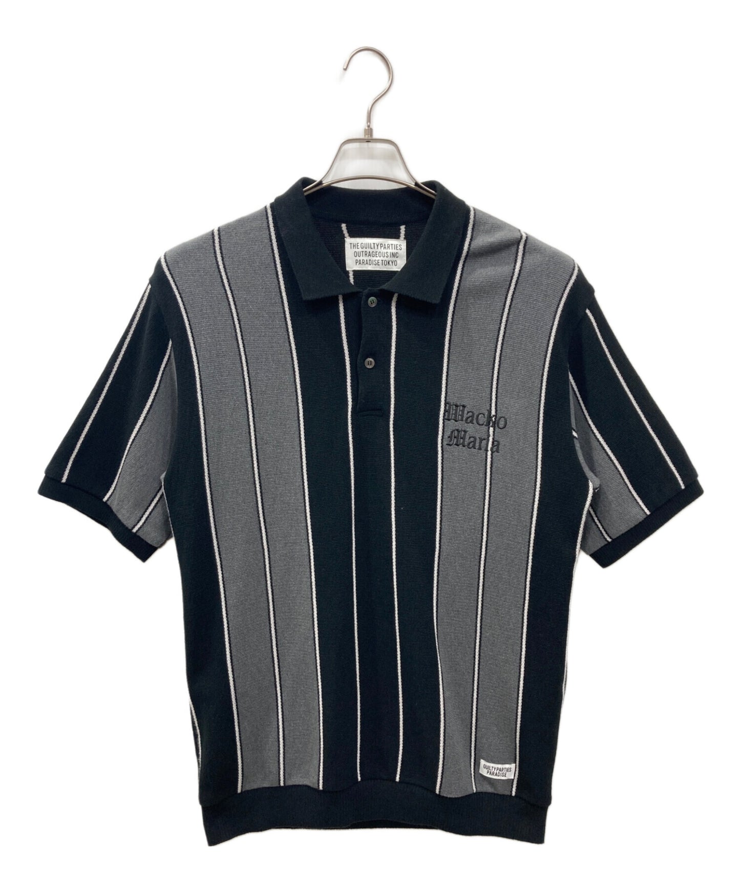 [Pre-owned] WACKO MARIA STRIPED KNIT JACQUARD POLO SHIRT / Striped Knit Jacquard Polo Shirt / Knit Polo / Polo Knit