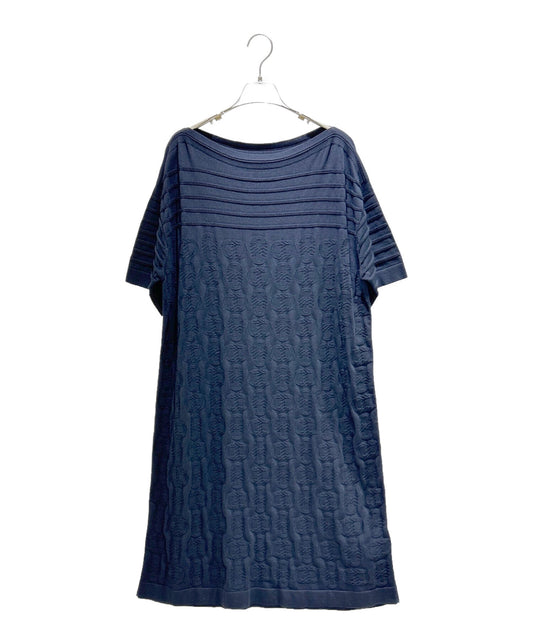 [Pre-owned] HERMES Silk cotton knit dress/Chene d'Angkle/Chene pattern/Long dress 3e2506d3 / 36-7709