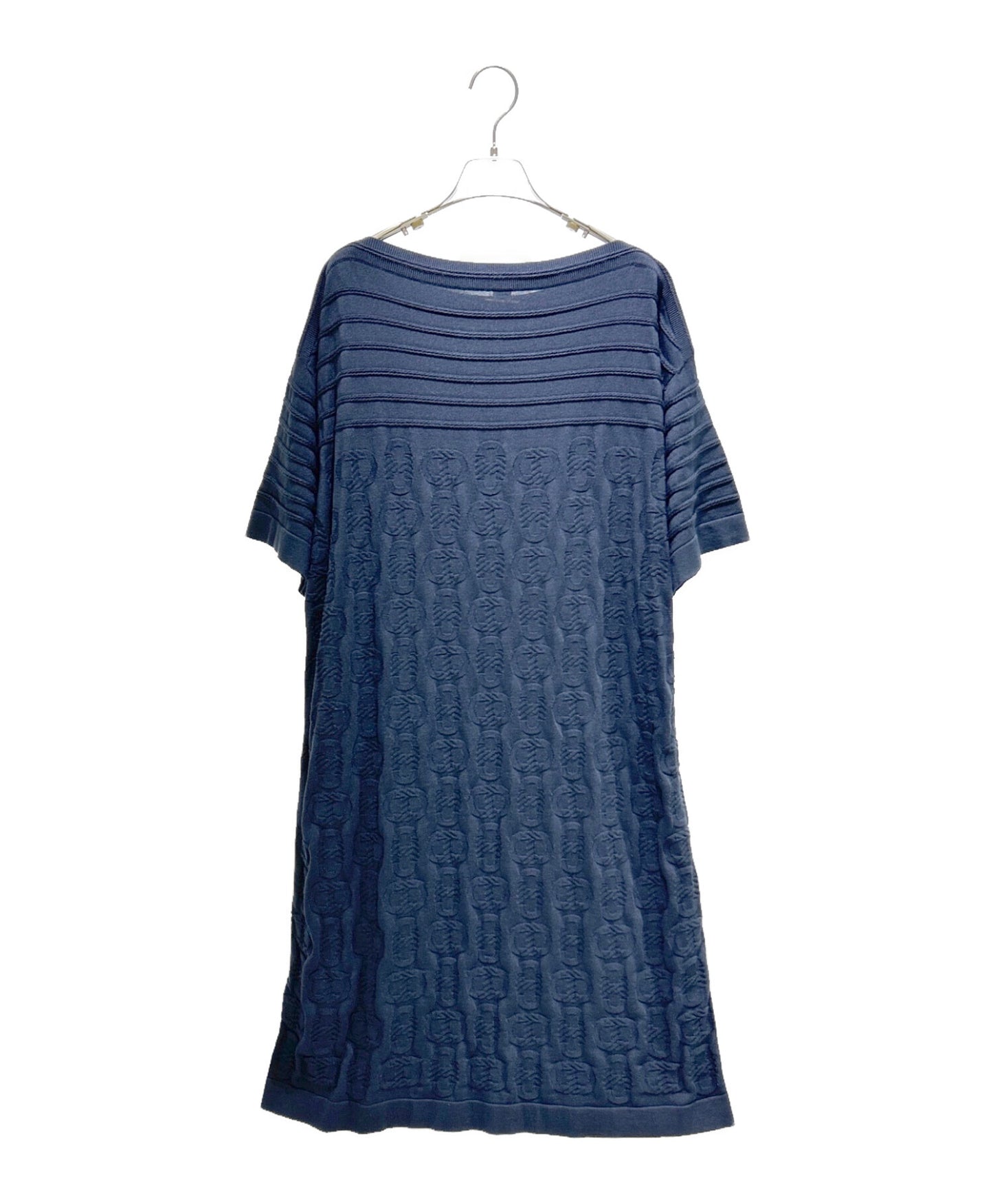 [Pre-owned] HERMES Silk cotton knit dress/Chene d'Angkle/Chene pattern/Long dress 3e2506d3 / 36-7709
