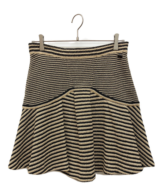 [Pre-owned] CHANEL Coco Mark Striped Knit Skirt P51179K06588