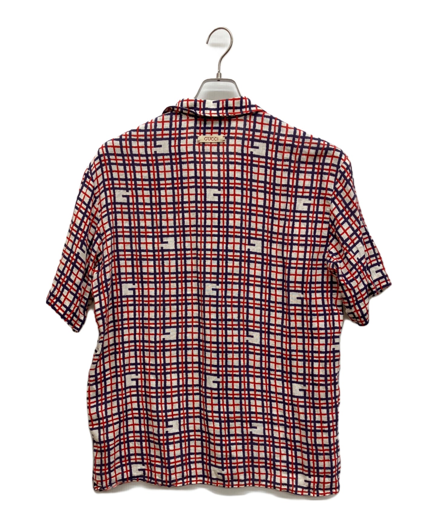 [Pre-owned] GUCCI Square G tartan plaid linen shirt 742706