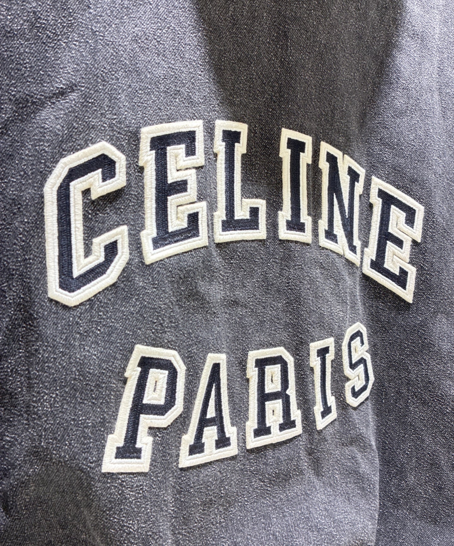 [Pre-owned] CELINE Loose Teddy Jacket / Charcoal Wash Denim/Leather Jacket 2Q937947F