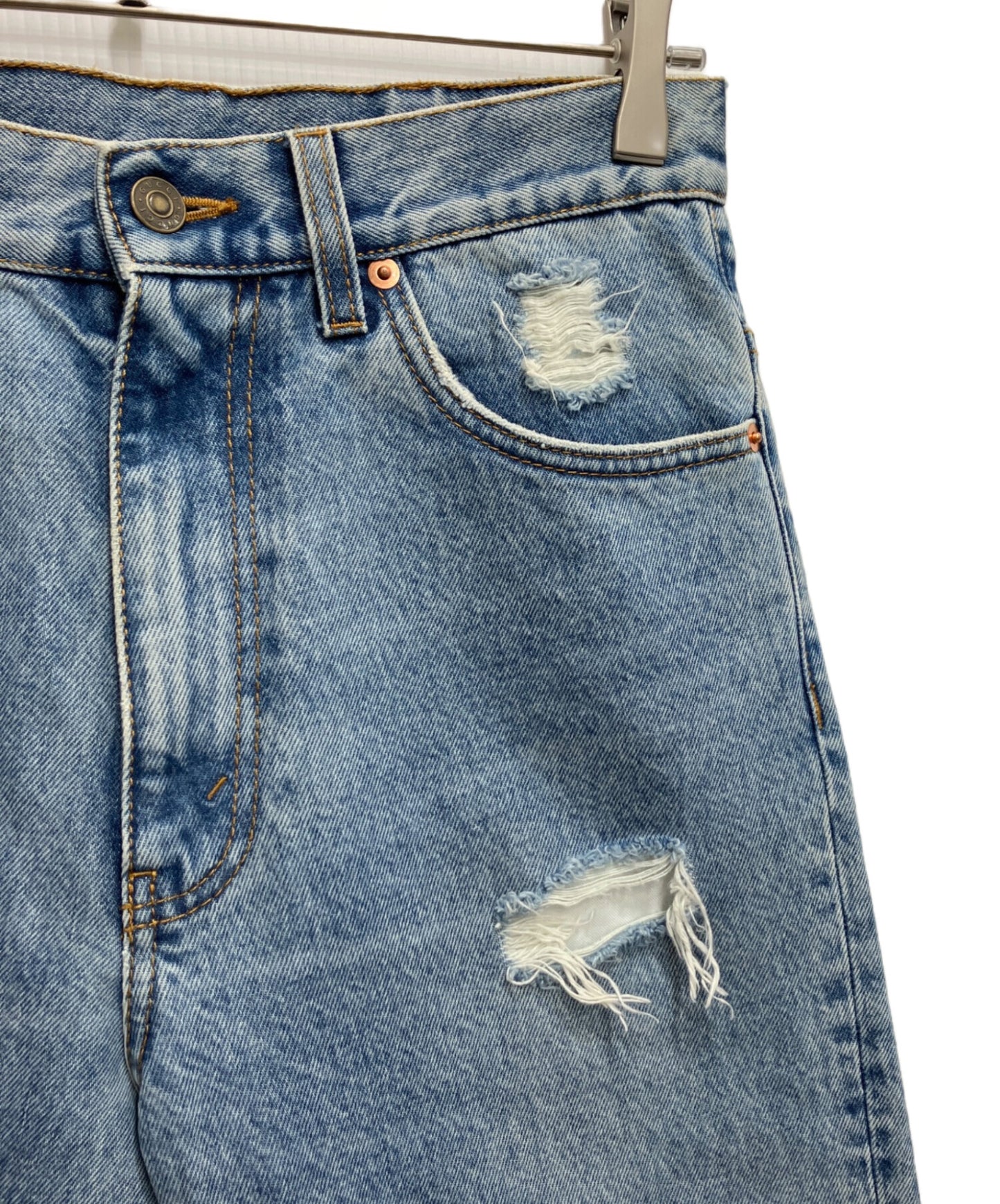 [Pre-owned] GUCCI Eco Bleached Dripped Organic Denim Pants 623953