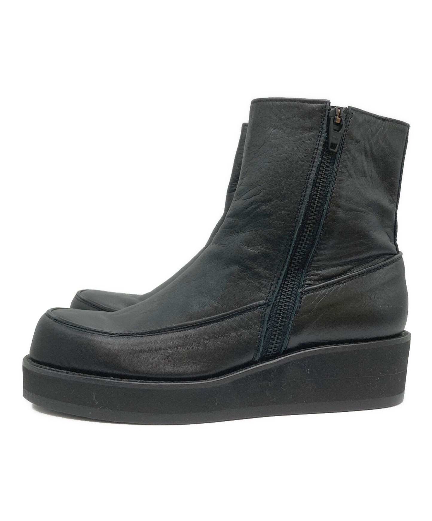 [Pre-owned] Y's SOOMTH LEATHER PLATFORM ZIP UP BOOTS