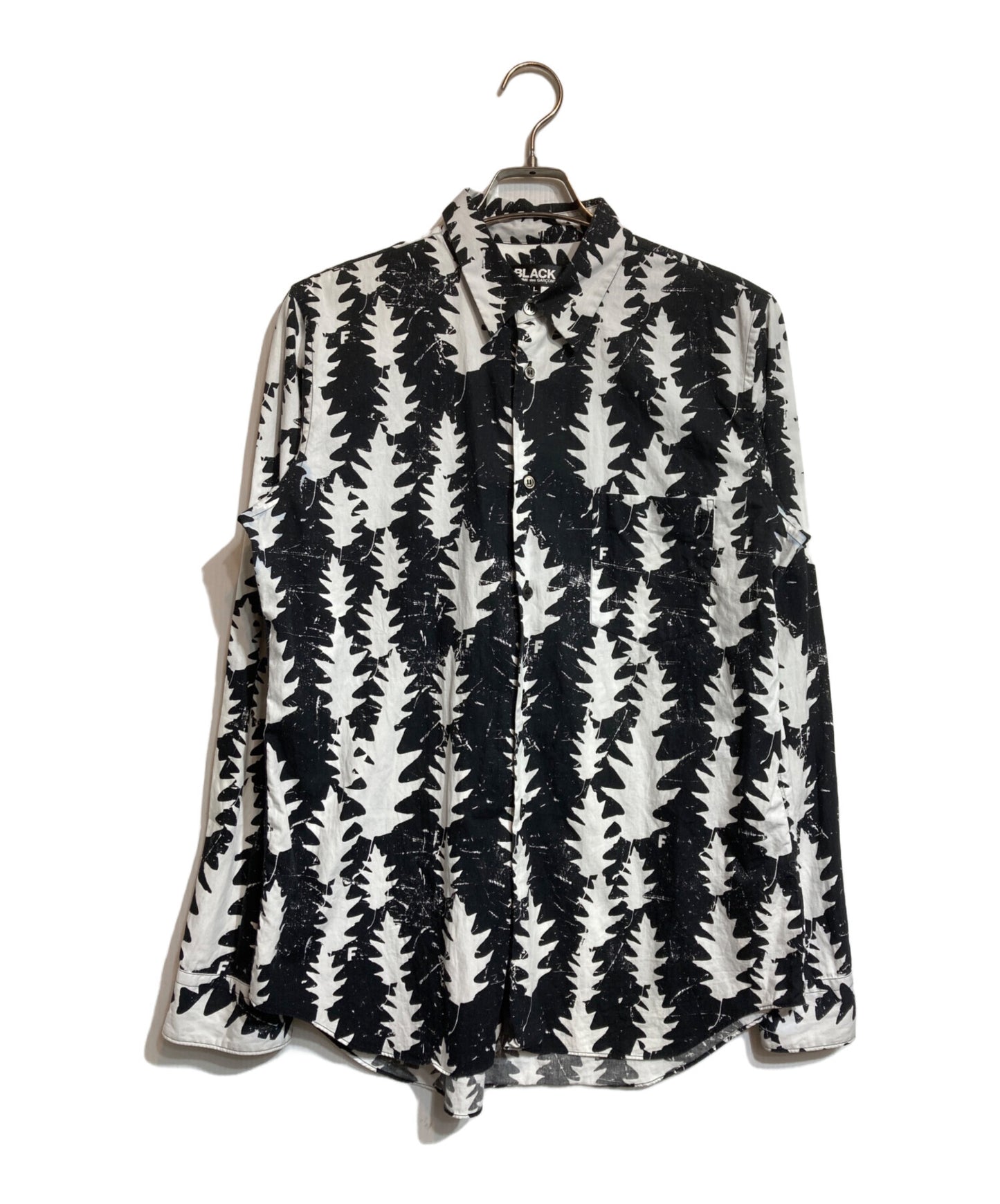 [Pre-owned] BLACK COMME des GARCONS Monochrome leaf print shirt