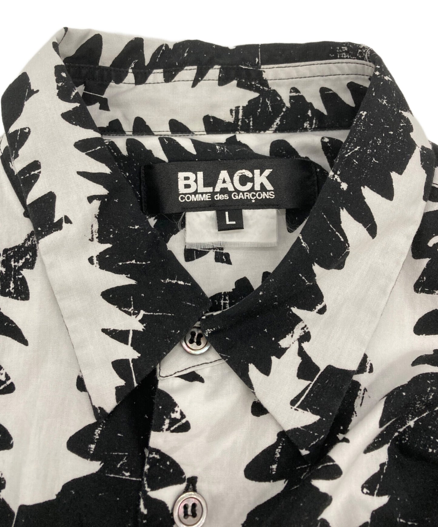 [Pre-owned] BLACK COMME des GARCONS Monochrome leaf print shirt