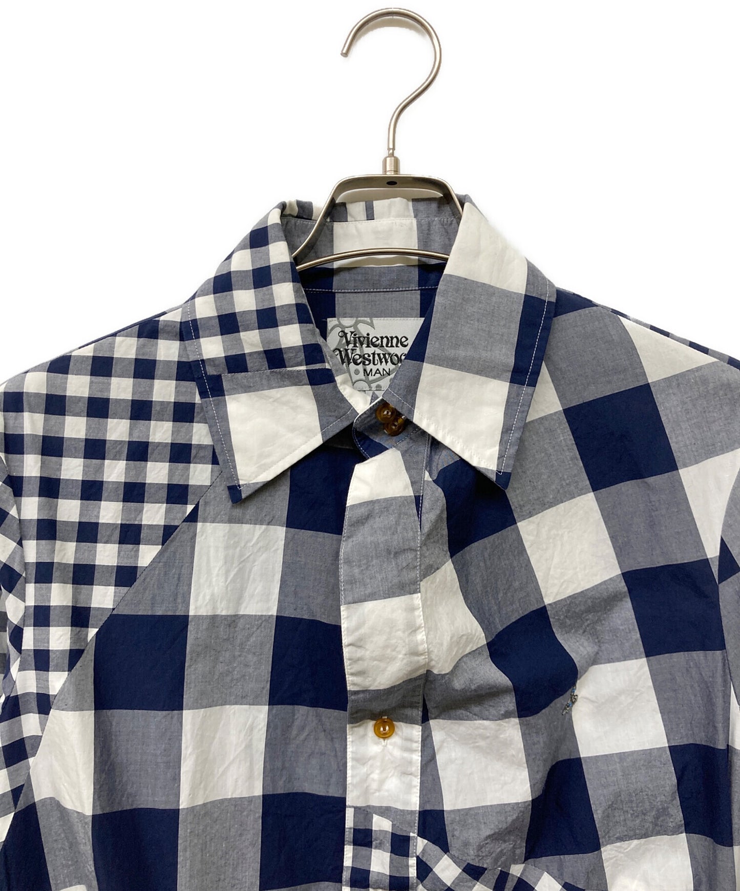 [Pre-owned] Vivienne Westwood man deformed long check shirt VW-WR-77369