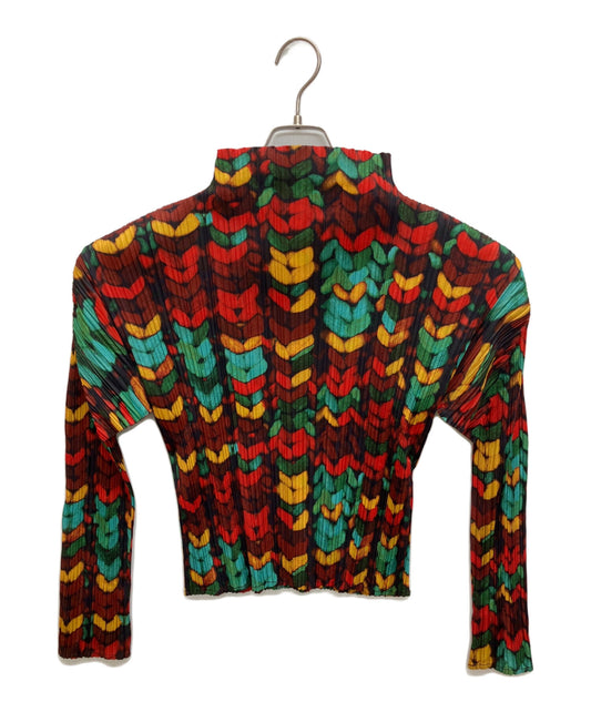 [Pre-owned] PLEATS PLEASE Pleated high-neck cut-and-sewn with all-over pattern PP14-JK441