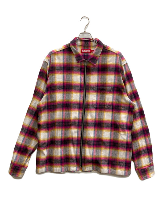 [Pre-owned] SUPREME SHADOW PLAID FLANNEL ZIP-UP SHIRT
