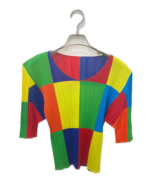 [Pre-owned] PLEATS PLEASE Block-Print Pleated T-Shirt PP14-JK356