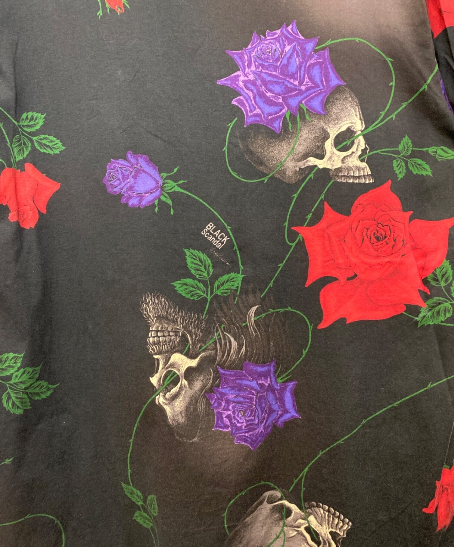 [Pre-owned] BLACK Scandal Yohji Yamamoto Skull Rose Print T-Shirt HW-T82-054