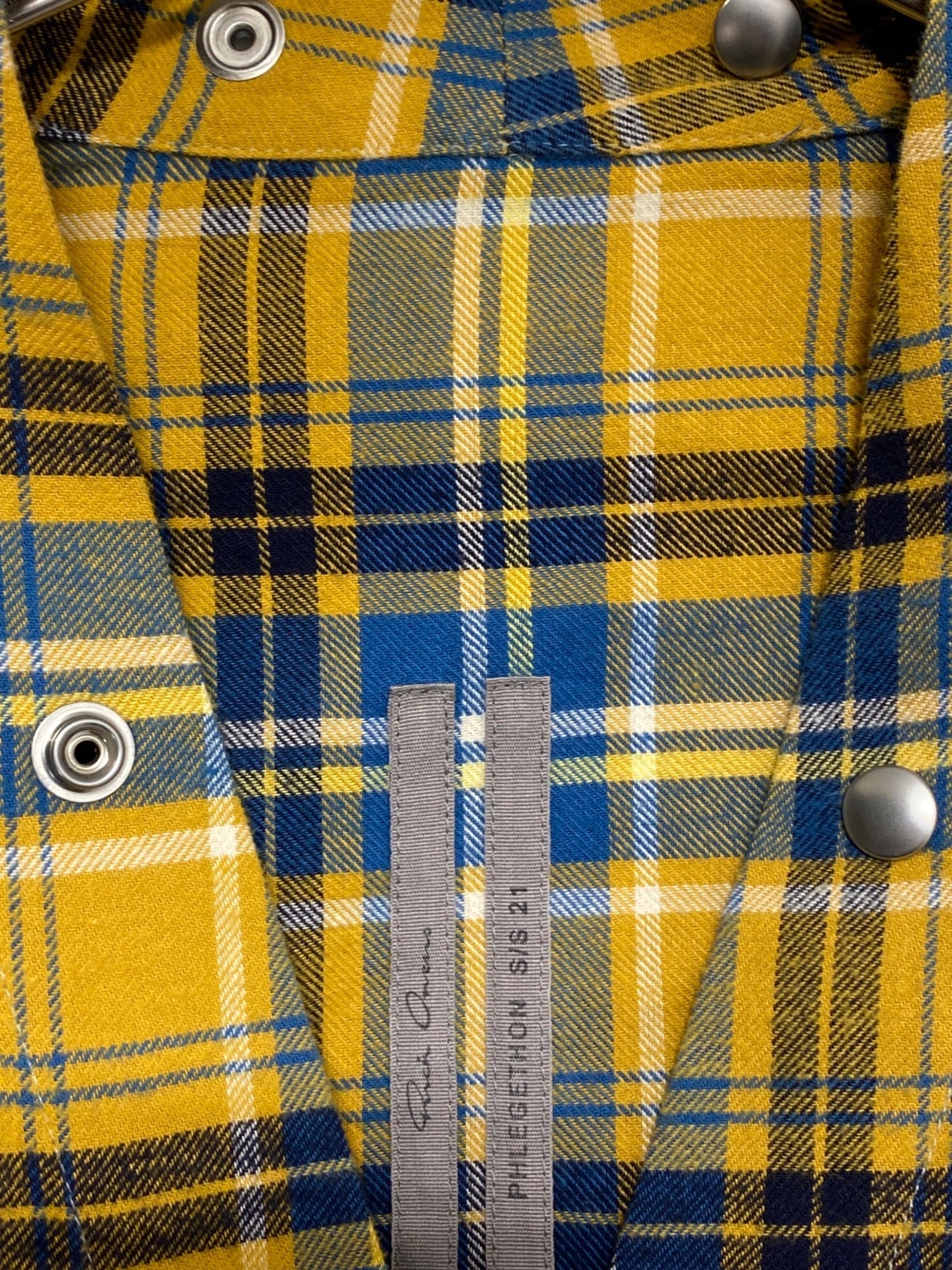 [Pre-owned] RICK OWENS Snap Button Collarless Check RP21S3732-CP
