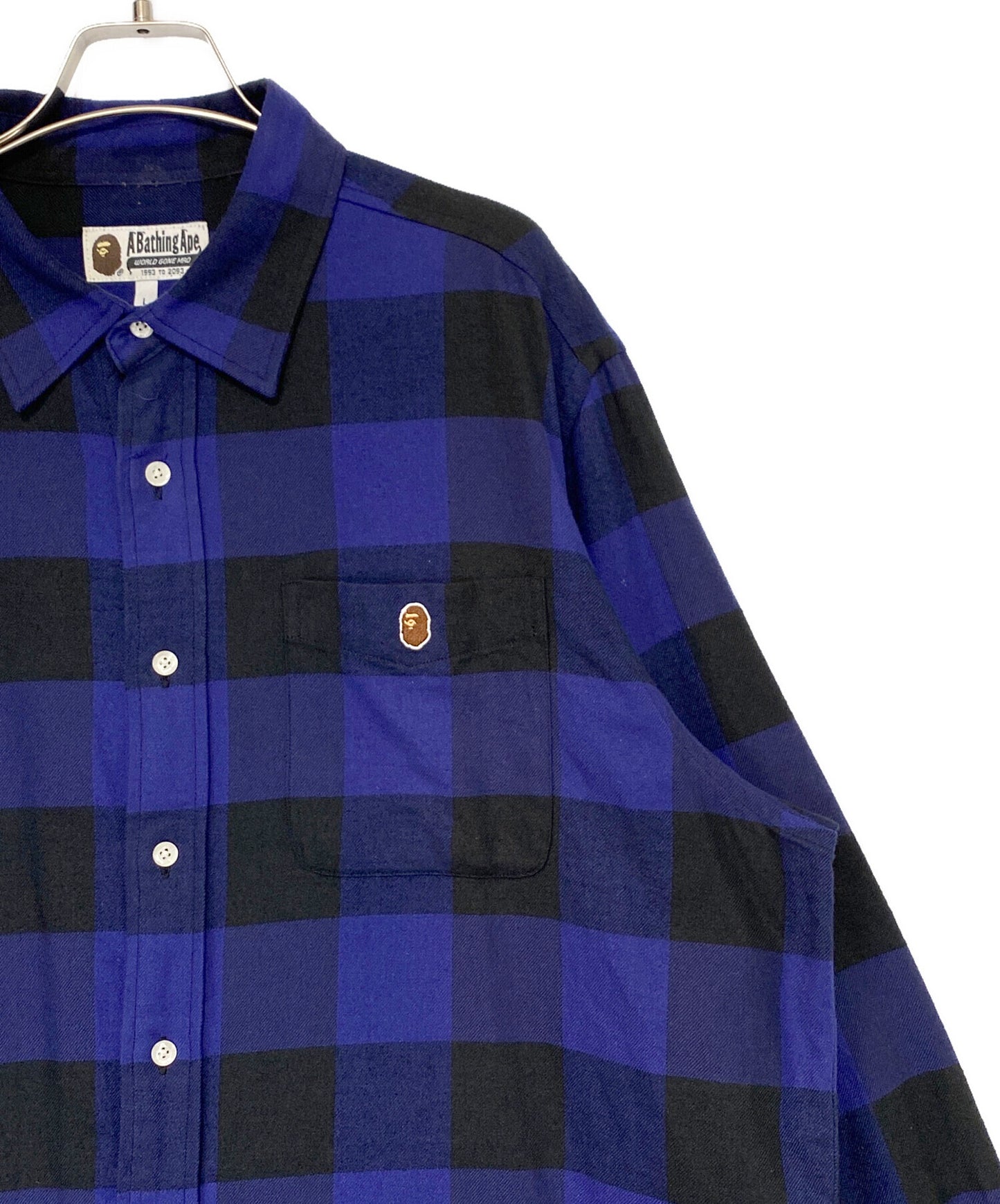 [Pre-owned] A BATHING APE College Block Check Relaxed Fit Shirt 0ZXSTM131004M