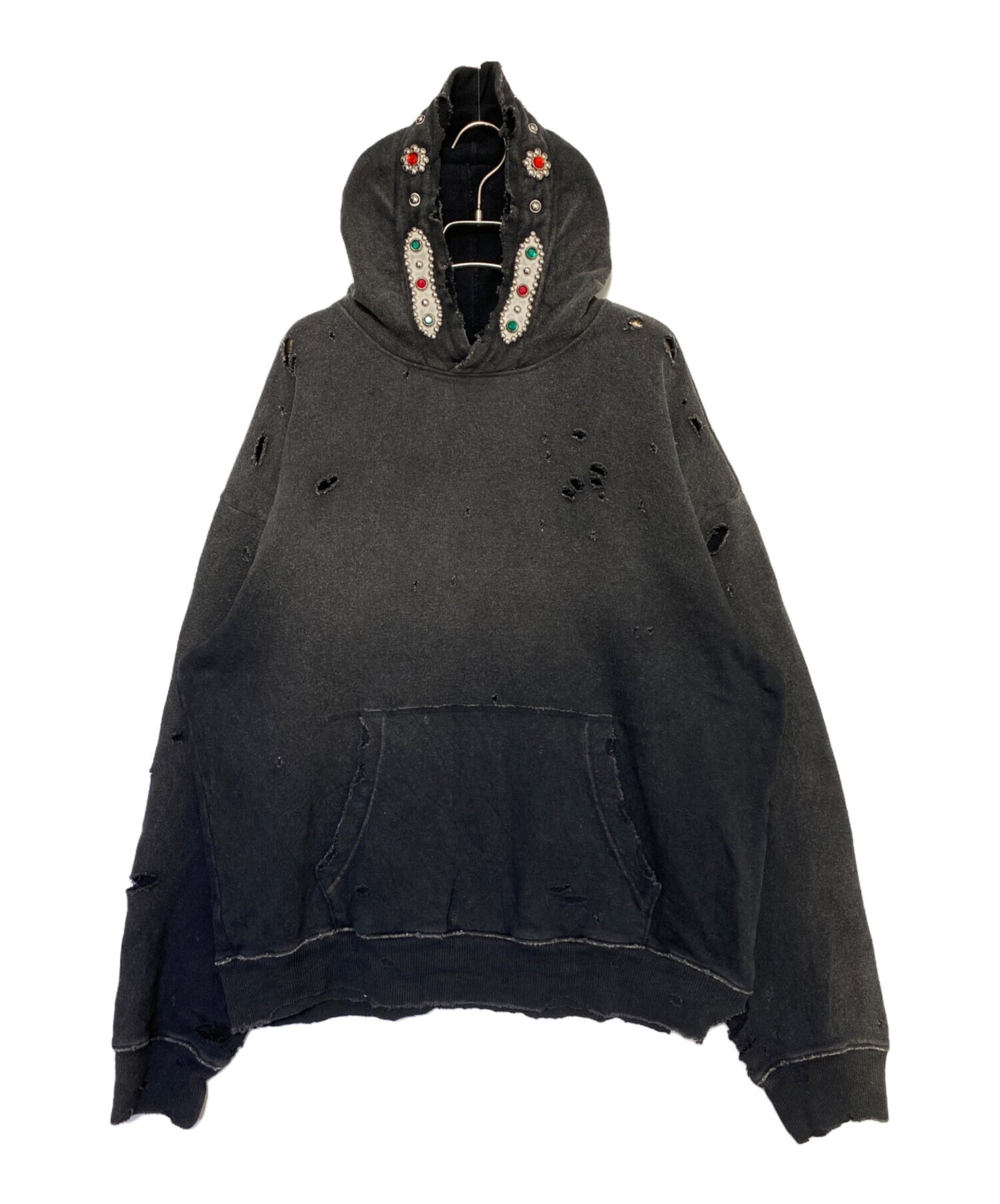[Pre-owned] KAPITAL Lined Fur Thriller Damage Hooded Sweatshirt (Studded Remake) K2411LC136