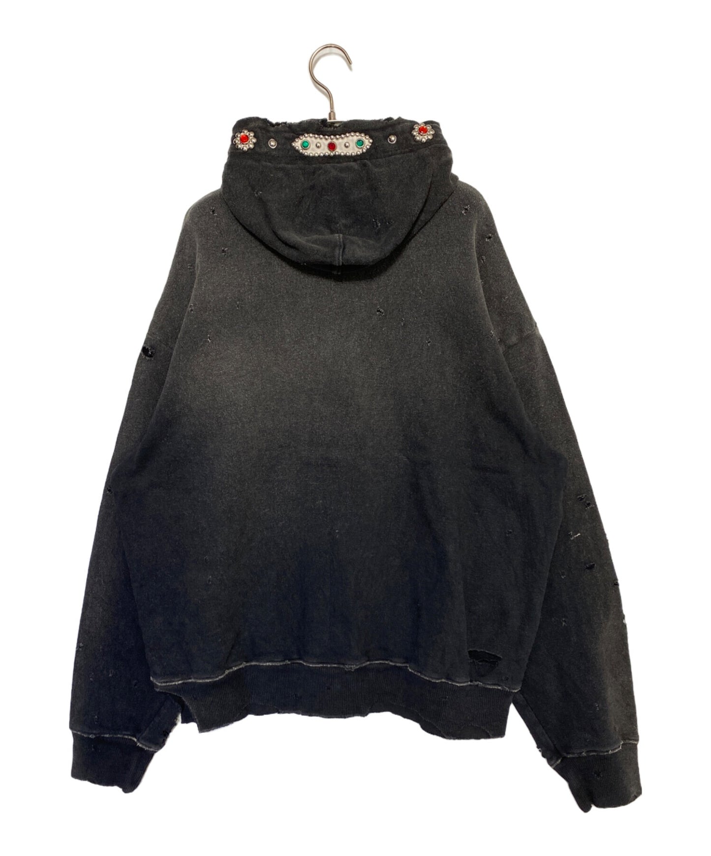 [Pre-owned] KAPITAL Lined Fur Thriller Damage Hooded Sweatshirt (Studded Remake) K2411LC136
