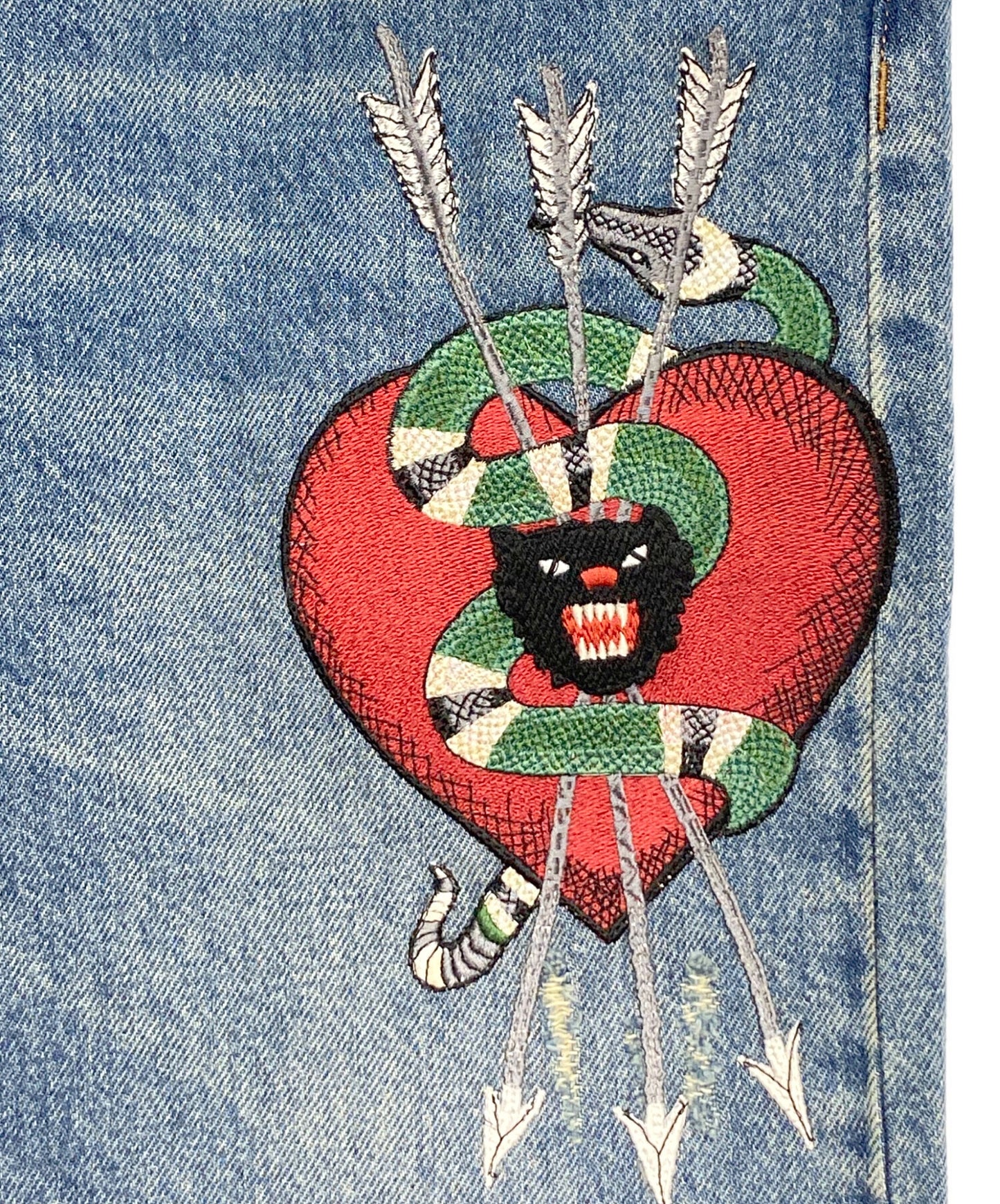 [Pre-owned] GUCCI Embroidery denim pants 452544 XR425