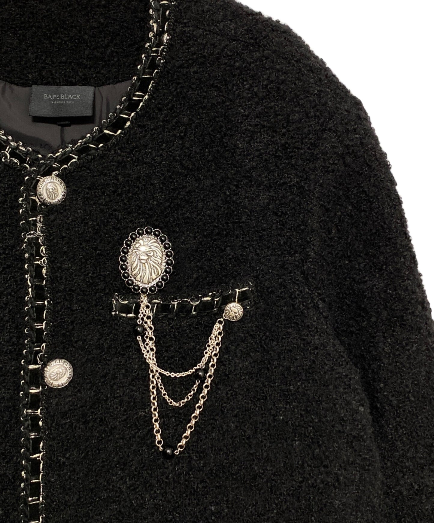 [Pre-owned] A BATHING APE COLLARLESS TWEED JACKET BBKJKM142302N