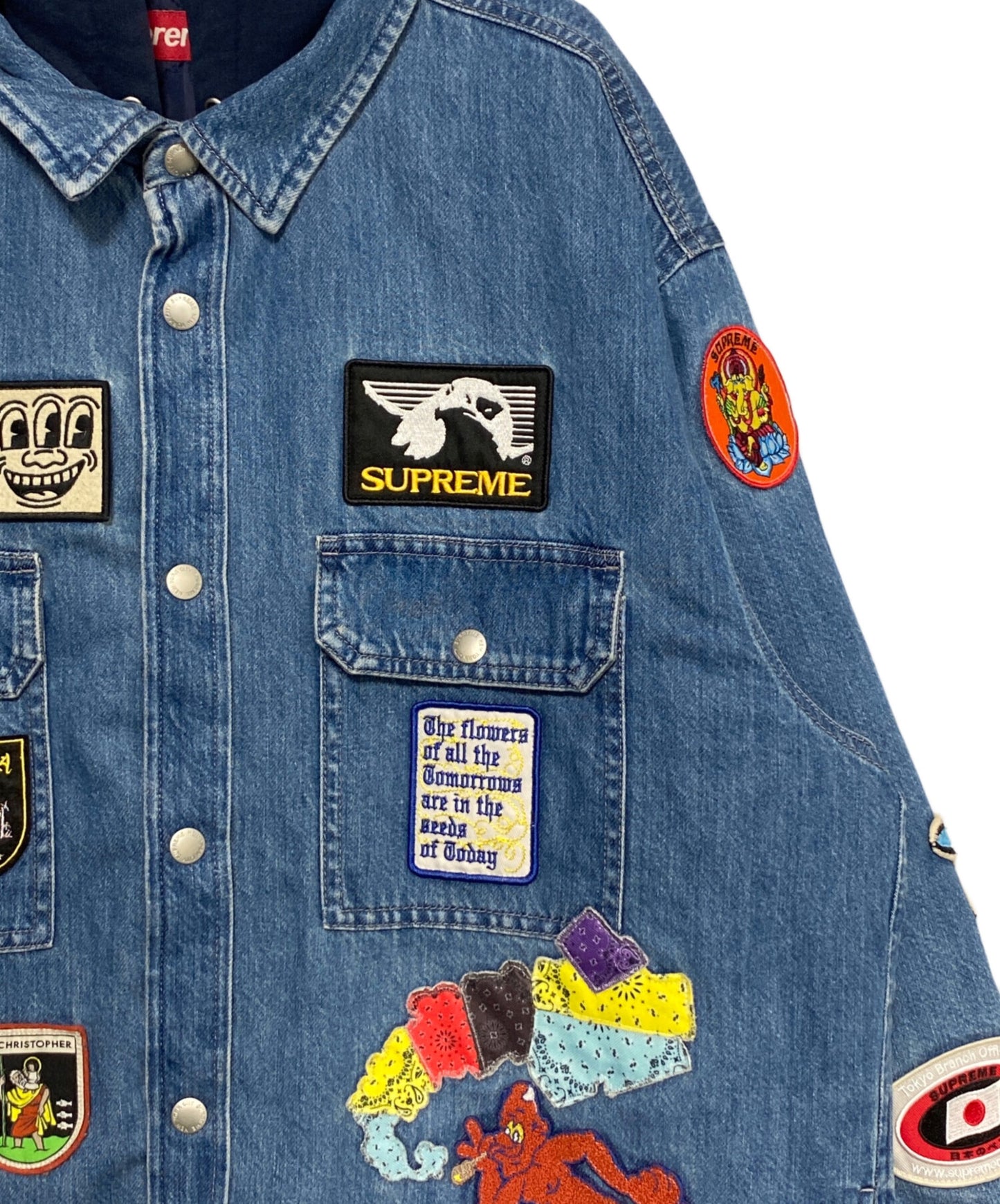 [Pre-owned] SUPREME Patches Hooded Zip Up Shirt