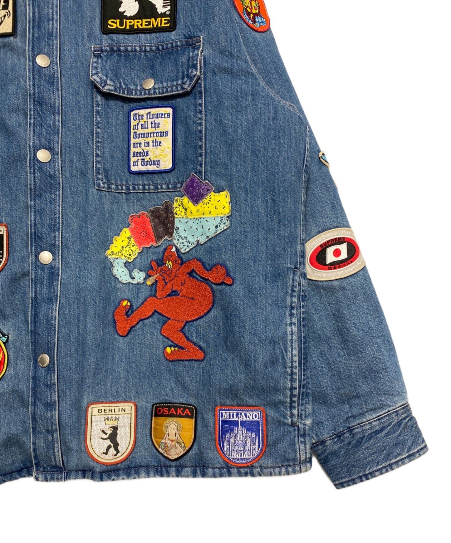 [Pre-owned] SUPREME Patches Hooded Zip Up Shirt