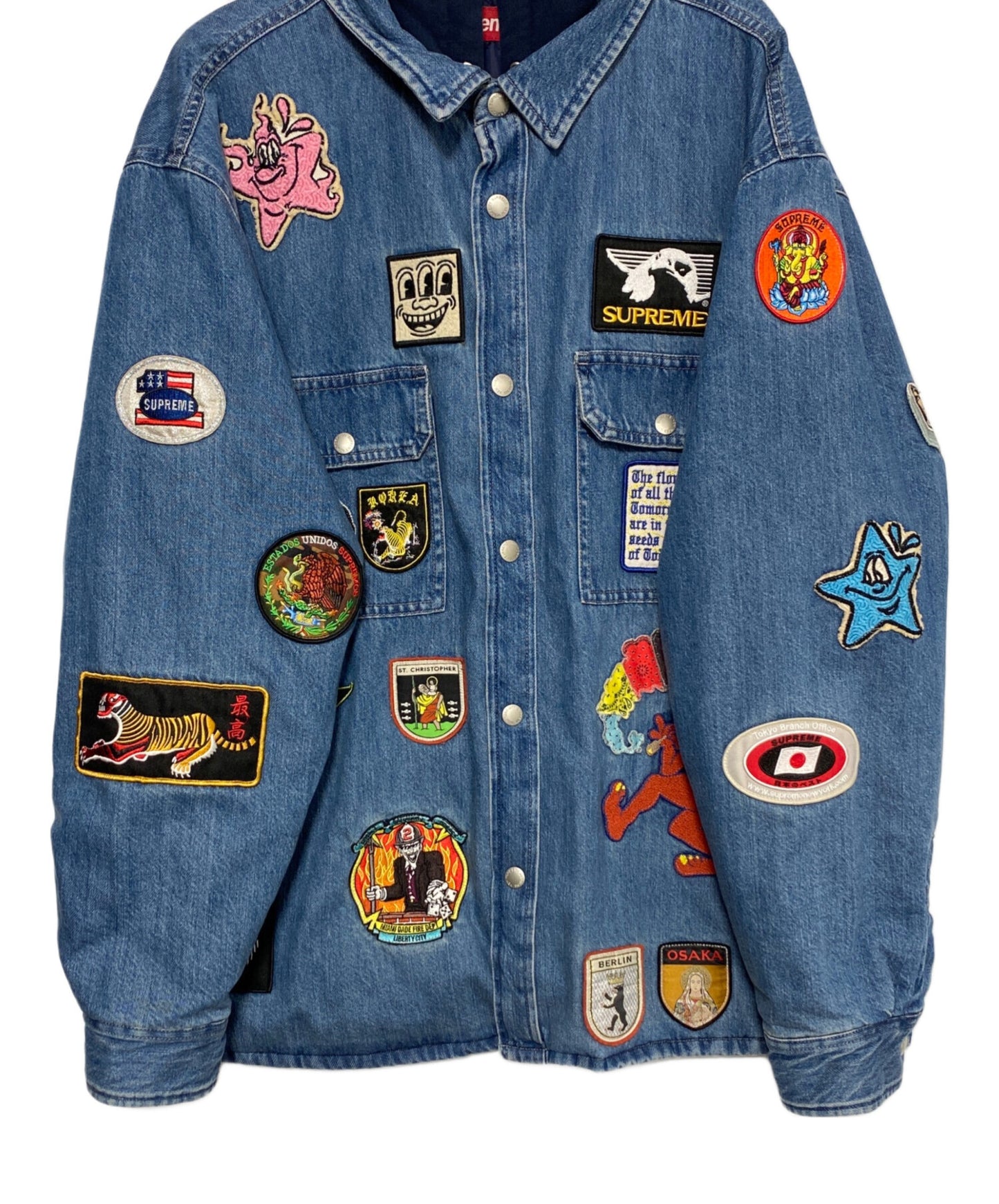 [Pre-owned] SUPREME Patches Hooded Zip Up Shirt