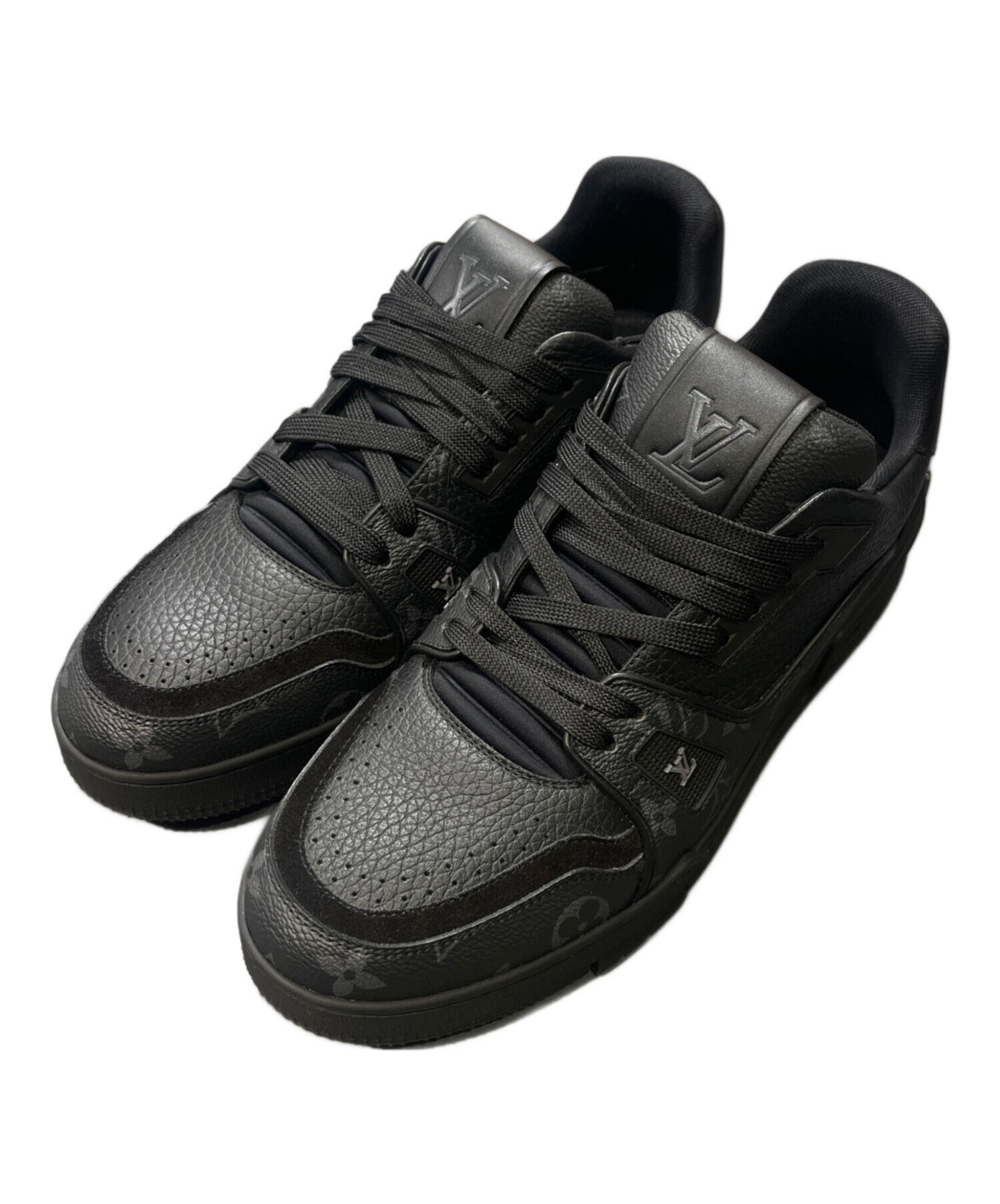 [Pre-owned] LOUIS VUITTON Calfskin Monogram Eclipse Mens LV Trainer Sneakers
