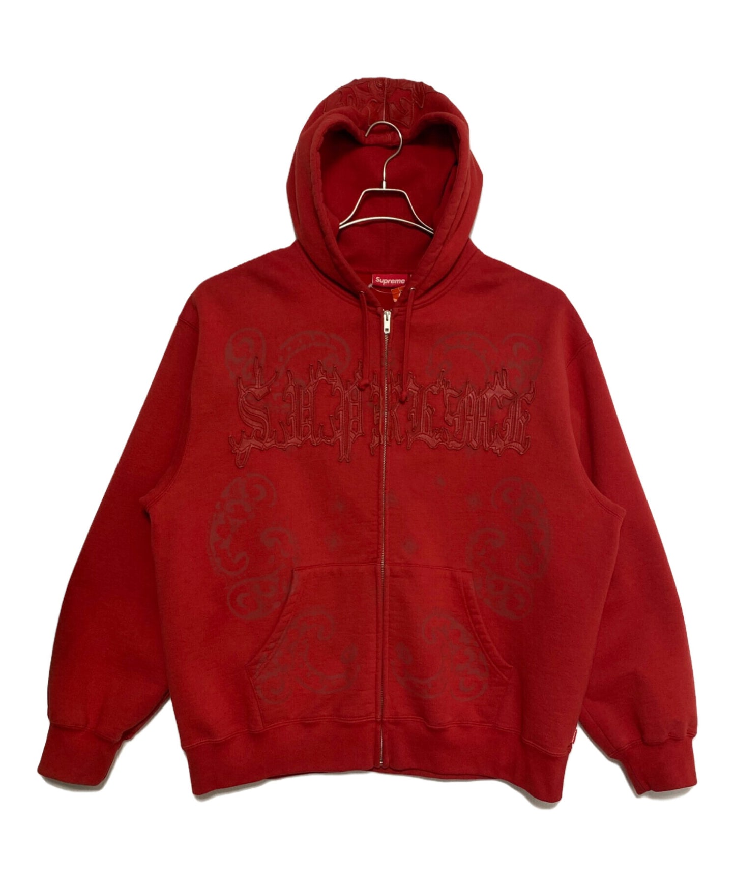 [Pre-owned] SUPREME 25SS Leather Appliqué Zip Up Hooded Sweatshirt