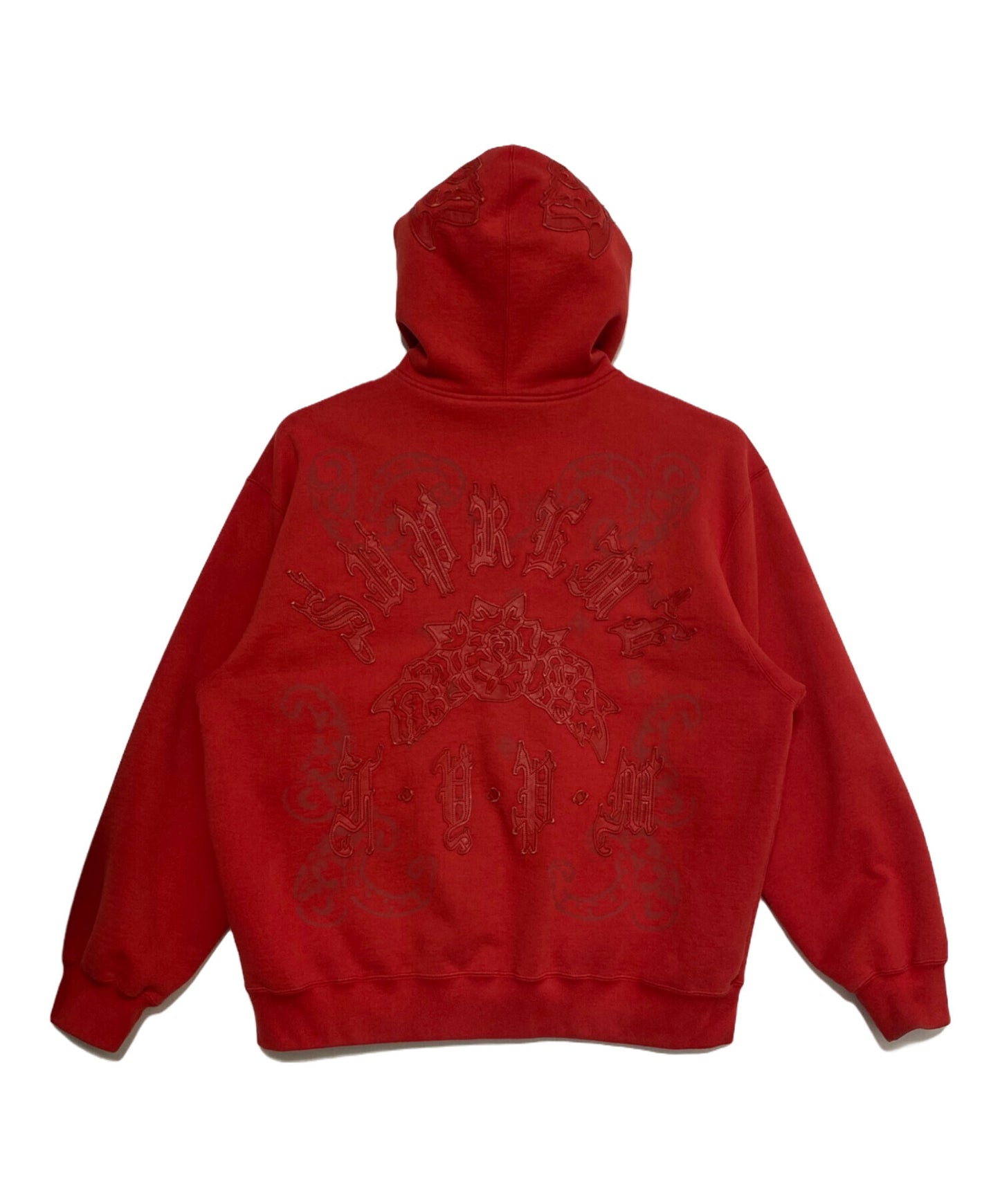 [Pre-owned] SUPREME 25SS Leather Appliqué Zip Up Hooded Sweatshirt